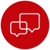 Red Bubble with Speech Bubble Icon